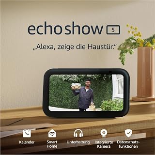 Echo Show 5 (Newest gen) I Compact smart touchscreen with Alexa for smart home control and more I Charcoal