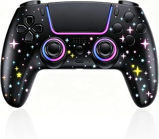 Pogriko Wireless Controller for PS5/Slim/Pro Console, RGB Lighting Wireless Gamepad with Programmable Back Button/Microphone/3.5mm Audio Jack/Dual Vibration/Motion Sensor