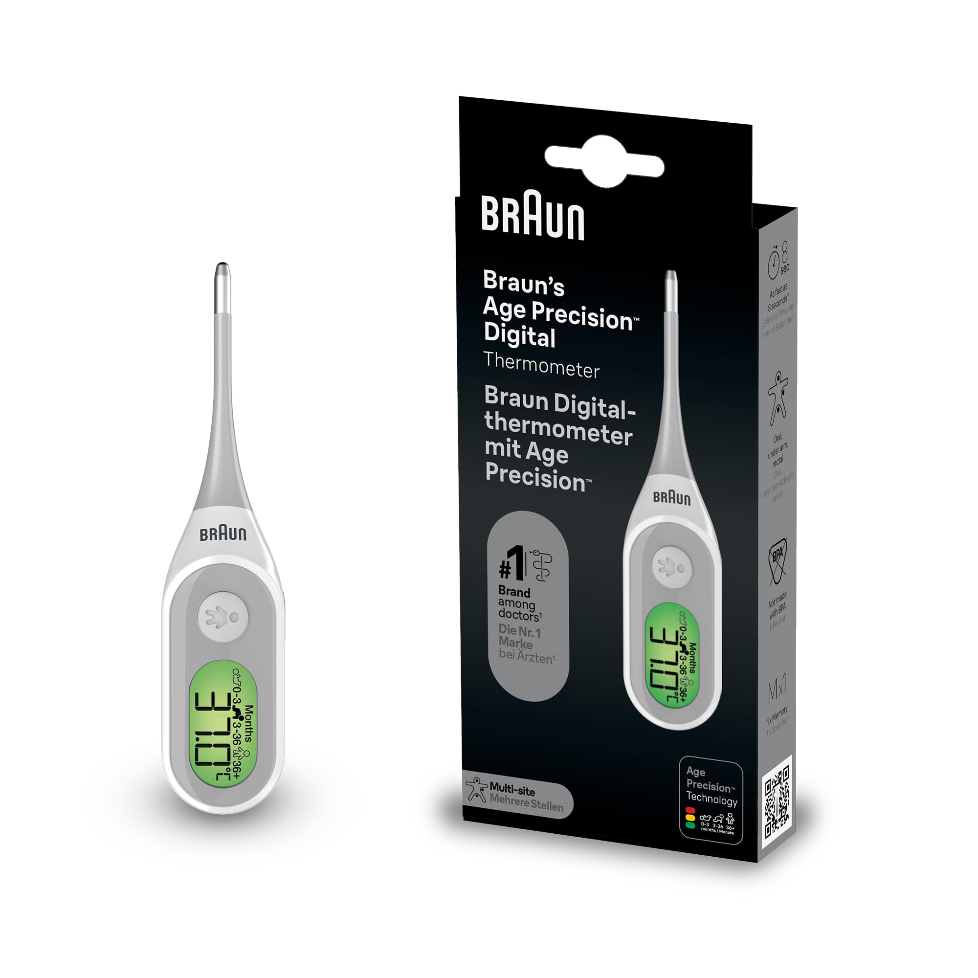 Braun Age Precision Digital thermometer | Digital Stick Multi-Site Usage | Orall