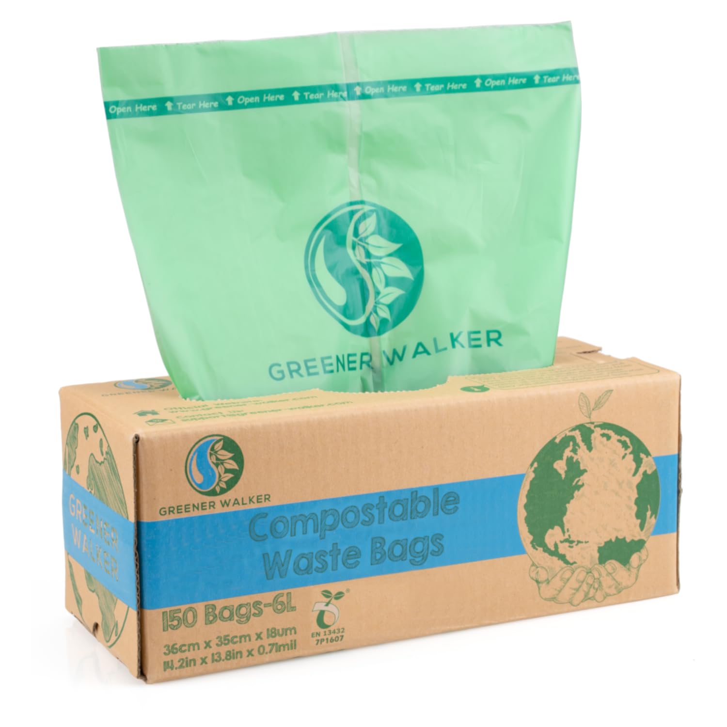 Greener Walker 6L-150Bags 100% Compostable Biodegradable Bin Liners 6L/10L/30L F