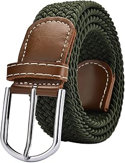 Mens Casual Golf Jeans Woven Elastic Belt 3.5cm