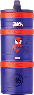 Whiskware Marvel Spider-Man Snack Containers 3 Stackable Cups, Peter Parker | Snack Pack | Cupholder Friendly | Twist 'n' Lock Stackable Cups | Dishwasher Safe | On-The-Go | School | Road Trips