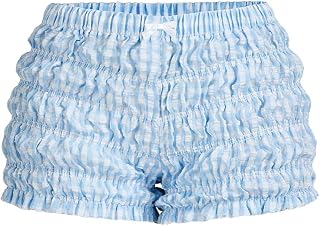 SOLY HUX Women's Ruffle Shorts Plaid Gingham Y2k Bloomers Micro Bottoms