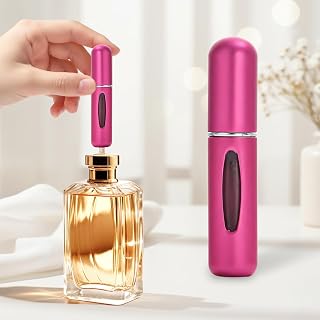 5ML Mini Perfume Travel Bottle, Refillable Perfume Atomiser, Spray Bottles, Portable for Travel Holiday, Outdoor Activities and Business, Rose Red
