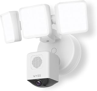 WYZE Floodlight Camera Pro, 3000-Lumen LEDs, 180° Wide View, 2K HD Outdoor Security Camera, Motion Detection, 105dB Siren, Cloud & Local Storage, Color Night Vision, Wired (Renewed)