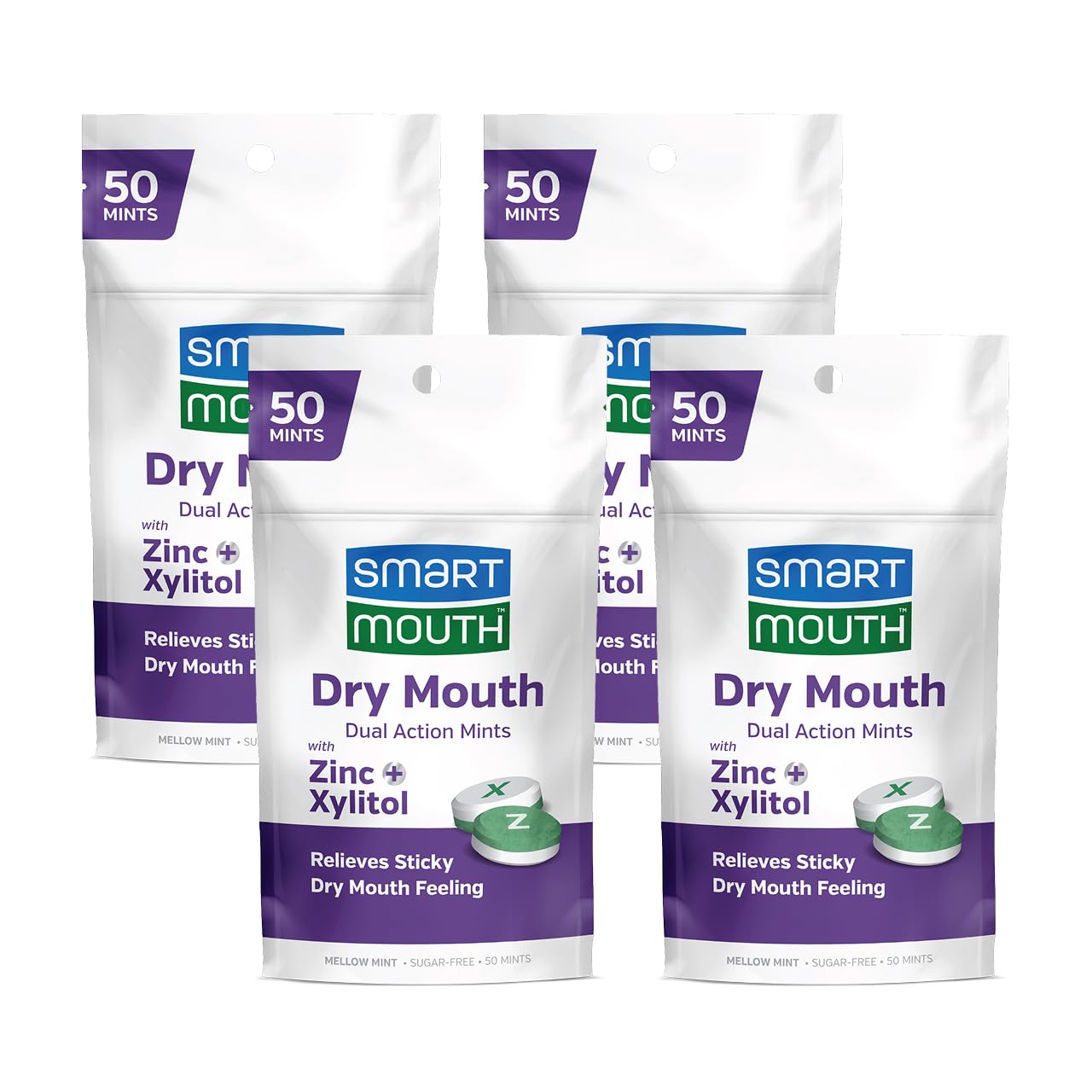 SmartMouth Dry Mouth Dual-Action Mints - Sugar-Free for Dry Mouth Support - with