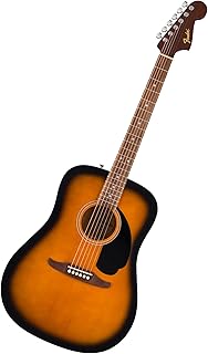 Fender California Debut Redondo Series Beginner Acoustic Guitar, Sunburst | California Series, beginner acoustic guitar, 2-year warranty, sunburst finish, under $300, easy playability