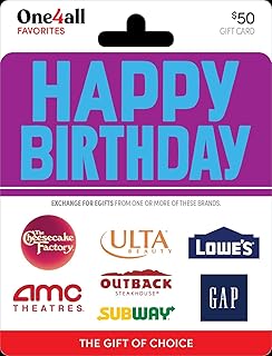 One4all Physical Gift Card | Multi Brand - Happy Birthday - $50