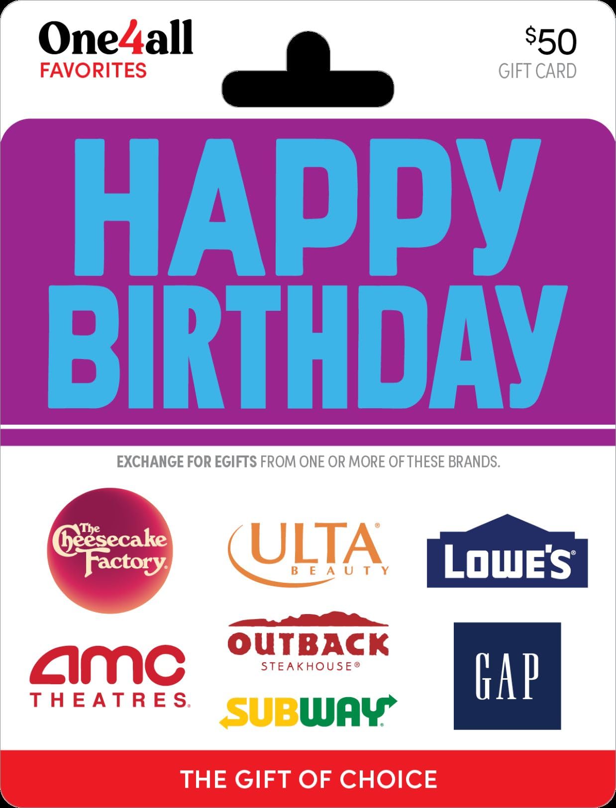 One4all Physical Gift Card | Multi Brand - Happy Birthday - $50