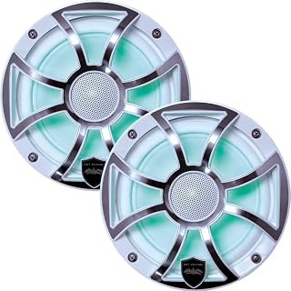 Wet Sounds REVO 6-XSW-SS White XS/Stainless Overlay Grill 6.5 Inch Marine LED Speakers (Pair) (Renewed)