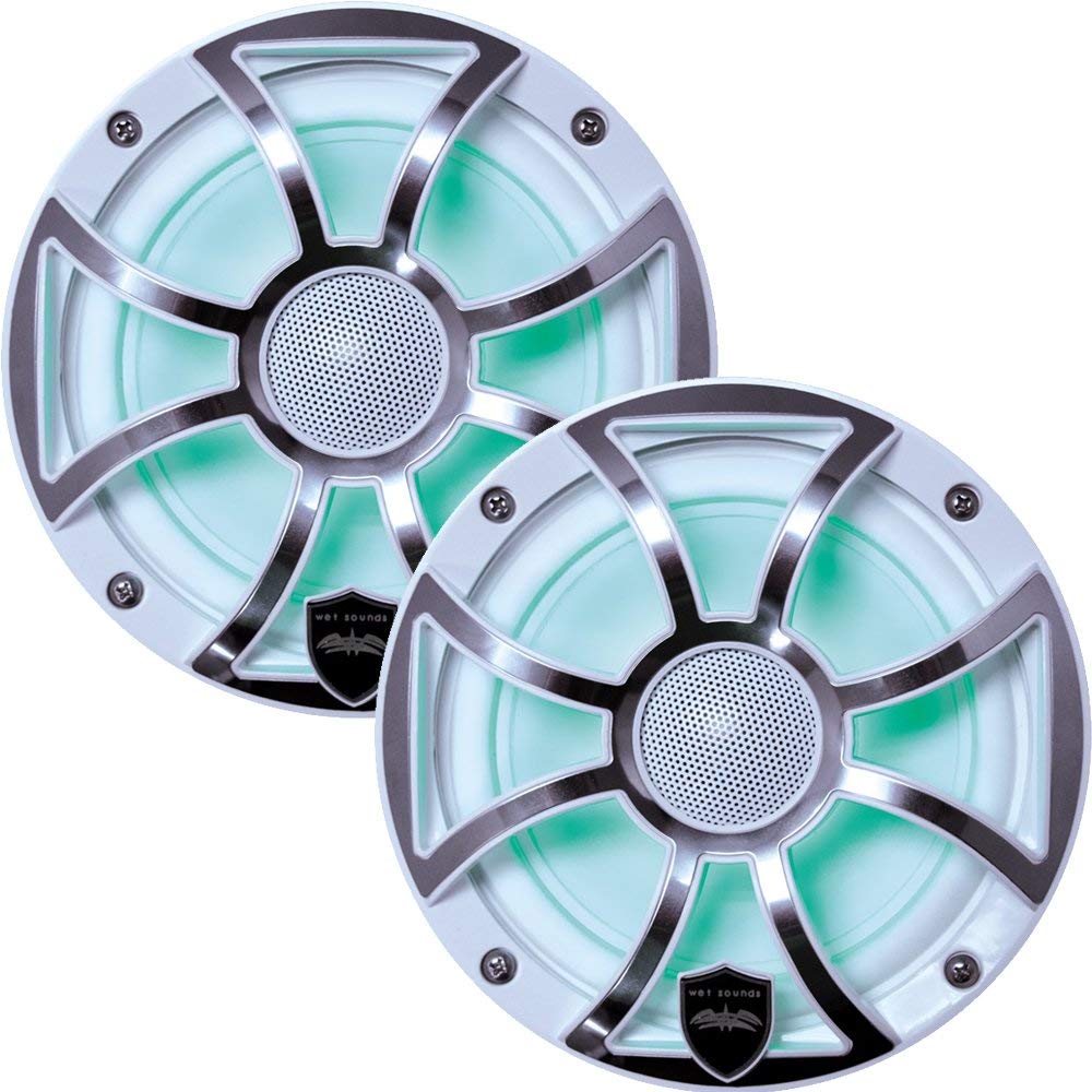 Wet Sounds REVO 6-XSW-SS White XS/Stainless Overlay Grill 6.5 Inch Marine LED Sp