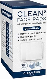 Clean Skin Club Clean² Pads 2.0 [NEW &amp; Improved Edges] Guaranteed Not to Shed &amp; Tear Face Pads, Unique Triple Layers, Textured &amp; Ultra Soft Side, Organic Disposable Cotton, Pair with Makeup Remover