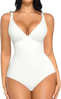 FeelinGirl Deep V Neck Shapewear Bodysuit Women Tummy Control Body Suits