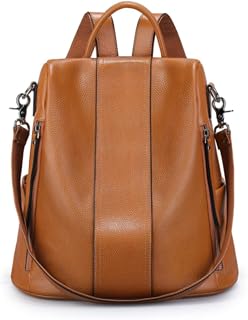 S-ZONE Women's Backpack Waterproof Soft Genuine Leather Anti Theft Fashion School Bag Handbag Casual Daypack School Bags School Backpacks for Work