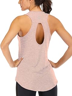 Camisetas de yoga para mujer, ajuste holgado, para entrenamiento, sin mangas, espalda descubierta, espalda abierta, sin mangas