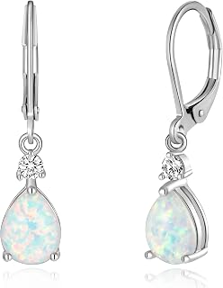 CiNily Leverback Opal Dangle Drop Earrings For Women 14K Gold Plated