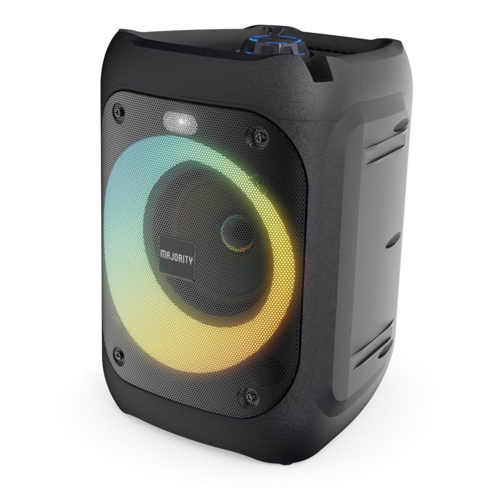 Majority P100 Bluetooth Party Speaker, 50W, Portable, LED Party Lights, Black, K