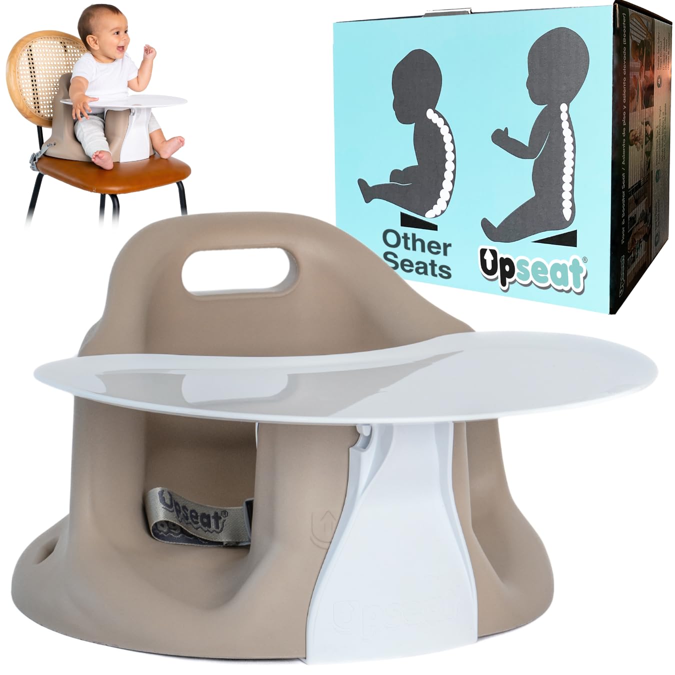 Upseat – The Original Ergonomic Baby Floor &amp; Booster Seat with Tray, Develop