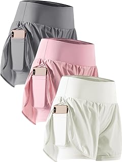 Cadmus 2 in 1 Women's Athletic Gym Running Workout Shorts with Phone Pockets