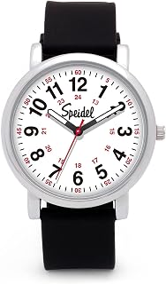 Speidel Original Scrub Watch - Medical Scrub Colors and Easy Read Dial, Second Hand, Water Resistant, Silicone Black