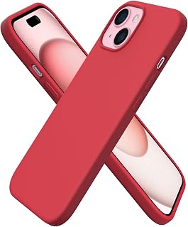 ORNARTO Compatible with iPhone 15 Case 6.1", Liquid Silicone Slim Cover Red