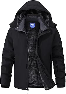 Mens Skiing Jackets Winter Waterproof Snow Jackets Fleece Lined Insulated Heavy Parka Jackets Coats with Hoode