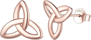 ChicSilver Celtic Earrings for Women Hypoallergenic Sterling Silver Stud Earrings, Heart/Triangle/Cross/Butterfly Knot Earrings for Women Irish Jewelry with Gift Box