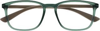 OPULIZE Max Reading Glasses - Large Classic Rectangular Frame - Transparent Matte Green with Beige Arms - Unisex Men Women - Spring Hinges - R78-6 - +1.00