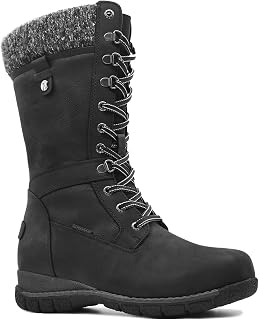 Comfy Moda Women's Waterproof Leather Wool Lined Tall Winter Snow Boots