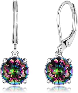 CiNily Leverback Dangle Earrings Created Crystal Drop Earrings Gold Plated Jewelry Gift for Women Girls 8mm
