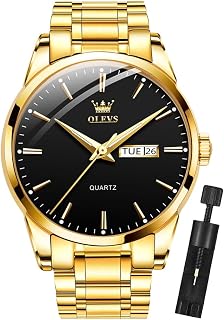 OLEVS Luxury Mens Chronograph Lunar Phase Two Tone Stainless Steel Waterproof Luminous Business Calendar