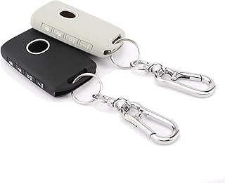 Key Fob Cover for Mazda CX-5 CX-30 CX-50 CX70 CX90 3 6 CX-9 MX-5 Miata | 2026-2019 Mazda Silicone Key Case, Fluorescent Buttons, Full Protection, 4 Button, 2-Pack, Including Keychain, Black Grey