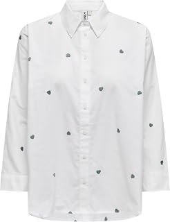 ONLY Women's Blouse Shirt Collar Box Fit Cuffs Button Front Comfortable Chic