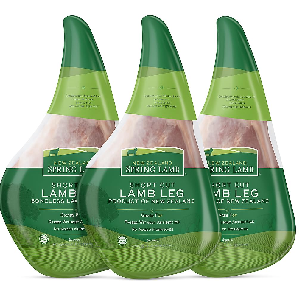 [Pack of 3] Halal New Zealand Spring Lamb Short Cut Leg – Bone-In, Grass-Fed, Ap