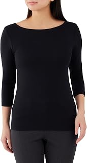 Amazon Essentials Women's Boat Neck Slim Fit 3/4 Sleeve T-Shirt