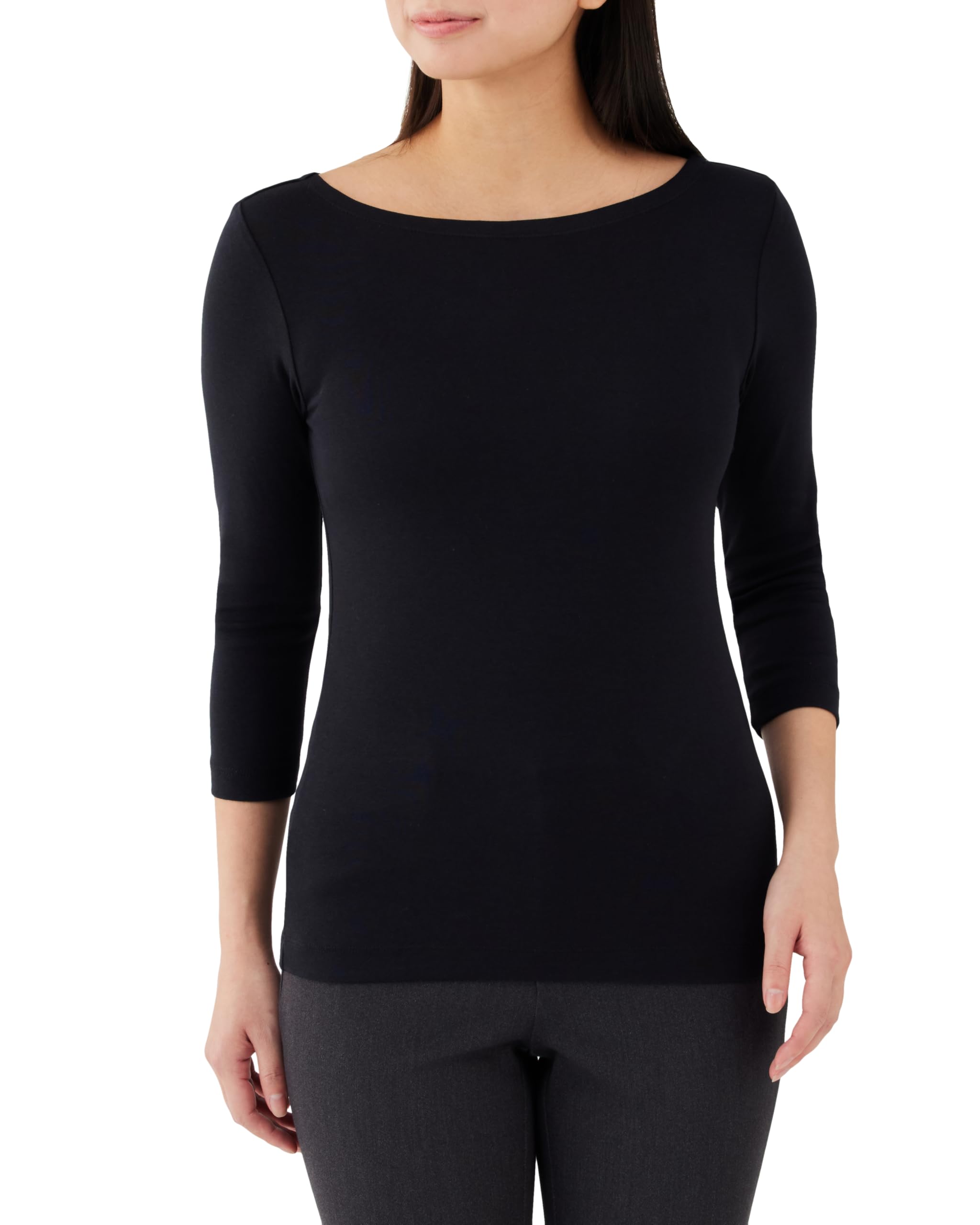 Amazon Essentials Women's Boat Neck Slim Fit 3/4 Sleeve T-Shirt