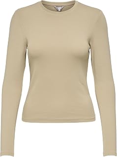 ONLY Women's Onlriley O-Neck L/S Top JRS Noos Basic Top with O-Neck and Long Sleeves for Young Women (Pack of 1)