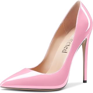 Saekcted Femmes Haut High Aiguille Talon Heel Fermé Pointu Bout Escarpins Slip-on Mariage Bureau Dress 12 CM Heels Chaussures