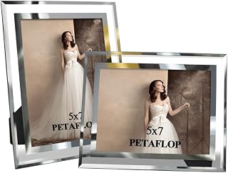 PETAFLOP Photo Frames 7x5 Glass for Family Office Table Decorations Set of 2