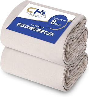 Canvas Drop Cloth for Painting (Size 6 x 9 Feet - Pack of 2) - Pure Cotton Painters Drop Cloth for Painting, Furniture & Floor Protection - All Purpose Thick Canvas tarp with Double Stitched Edges