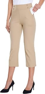 Willit Womens Capri Pants Yoga Work Casual Straight Leg Office Trousers 21"