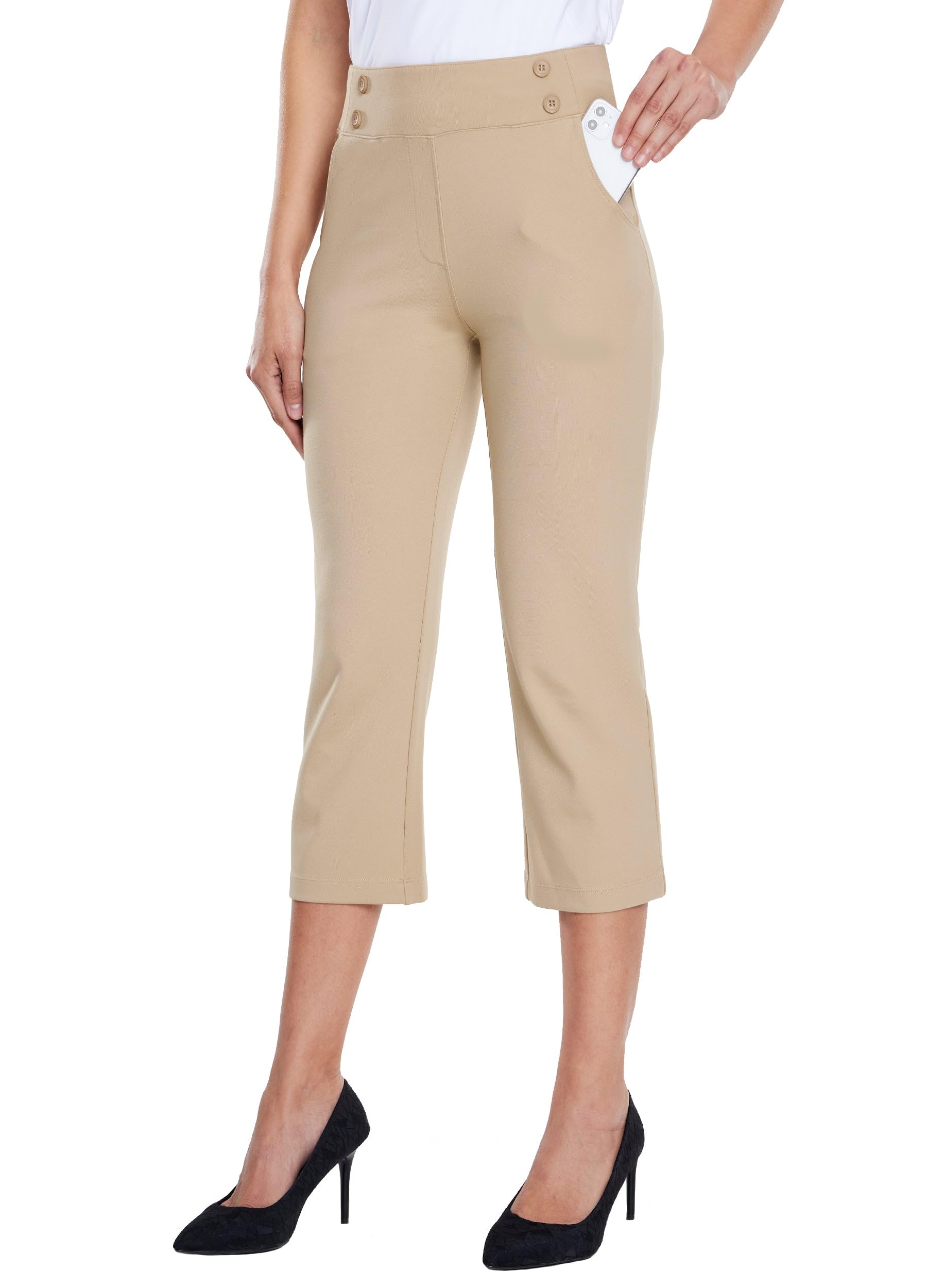 Willit Womens Capri Pants Yoga Work Casual Straight Leg Office Trousers 21"