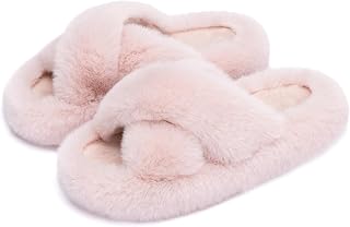 Chantomoo Ladies Memory Foam Slippers Bedroom Plush Comfortable Faux Fur Lined Non-Slip Sole Slippers Fashion Gift
