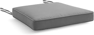 Water Resistant Chair Cushions with Ties for Indoor and Outdoor Use - Patio Furniture Seat Pads with Durable Polyester Fabric - Ideal for Dining, Lawn, Garden, Coffee Shop (44 x 50 x 5cm, Dark Grey)