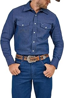 Wrangler Mens Indigo Work Shirt 17.5-35, Indigo