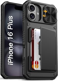 Vihibii for iPhone 16 Plus Case Wallet with Card Holder (4 Cards), Black