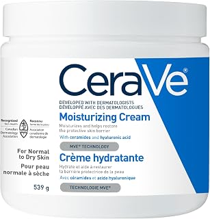 CeraVe Moisturizing Cream for Dry-Very Dry Skin on the Face & Body, 539g | Rich & Hydrating, Safe for Sensitive Skin, Non-Greasy & Fast-Absorbing, with Hyaluronic Acid & Ceramides, Fragrance-Free