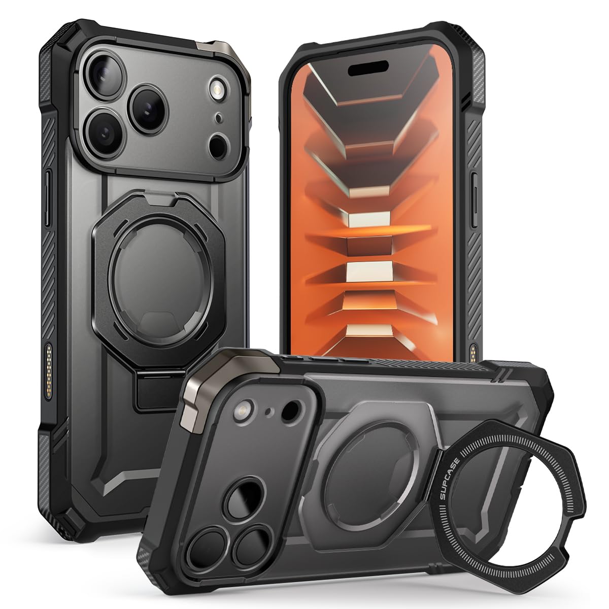 SUPCASE for iPhone 18 Pro Max Case/ 17 Pro Max Case with Stand, Black | Military