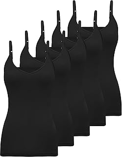 BQTQ 5 Pieces Women's Camisole V Neck Spaghetti Strap Camisole Slim Fitted