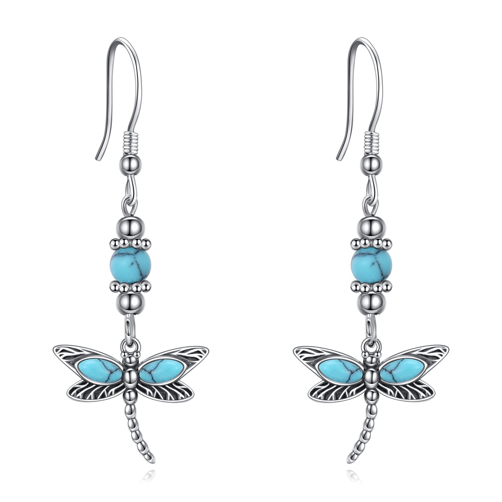 AOBOCO Turquoise Dangle Earrings Sterling Silver Western Bohemia Jewelry